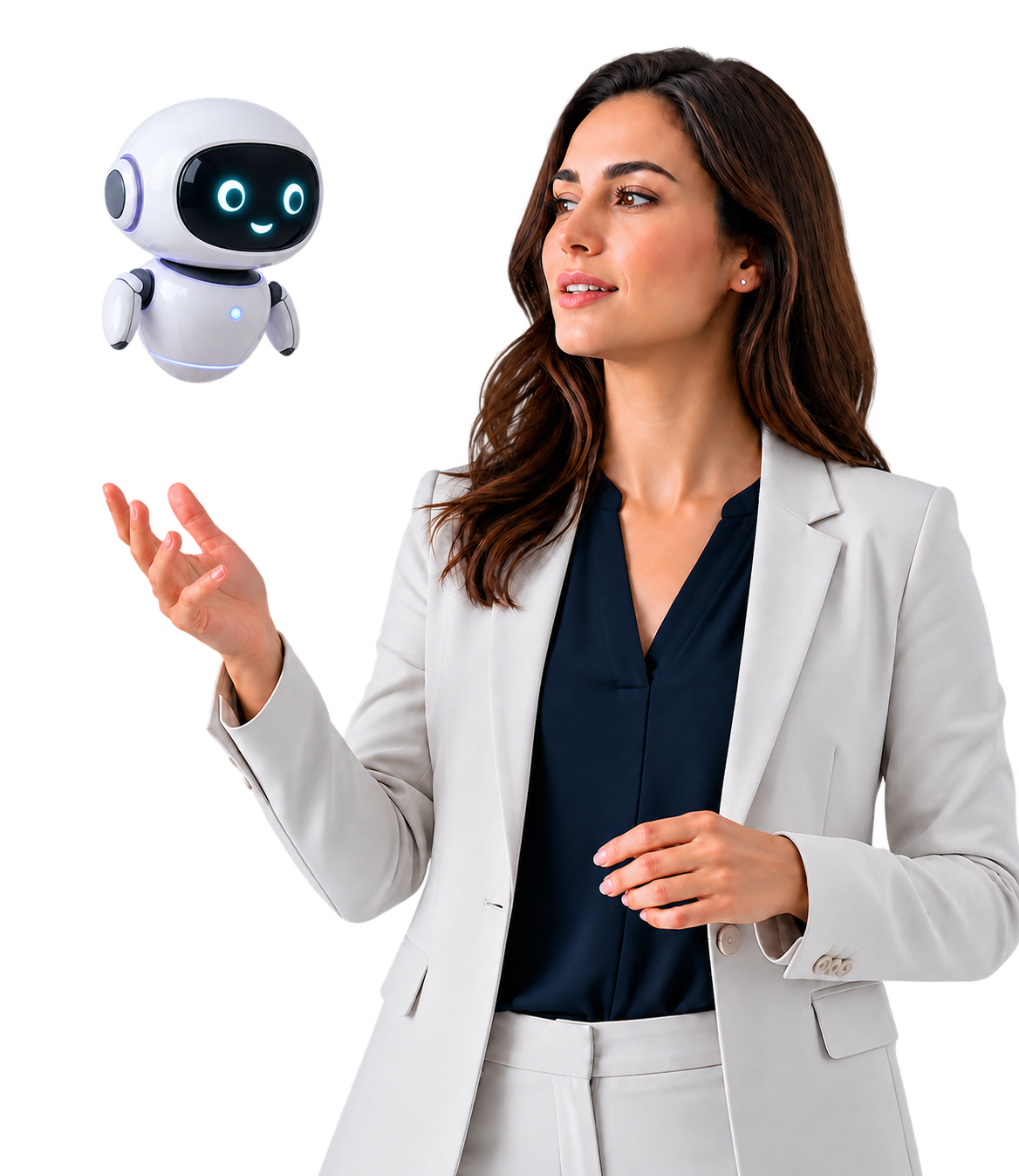 AI professional interacting with an intelligent data interface